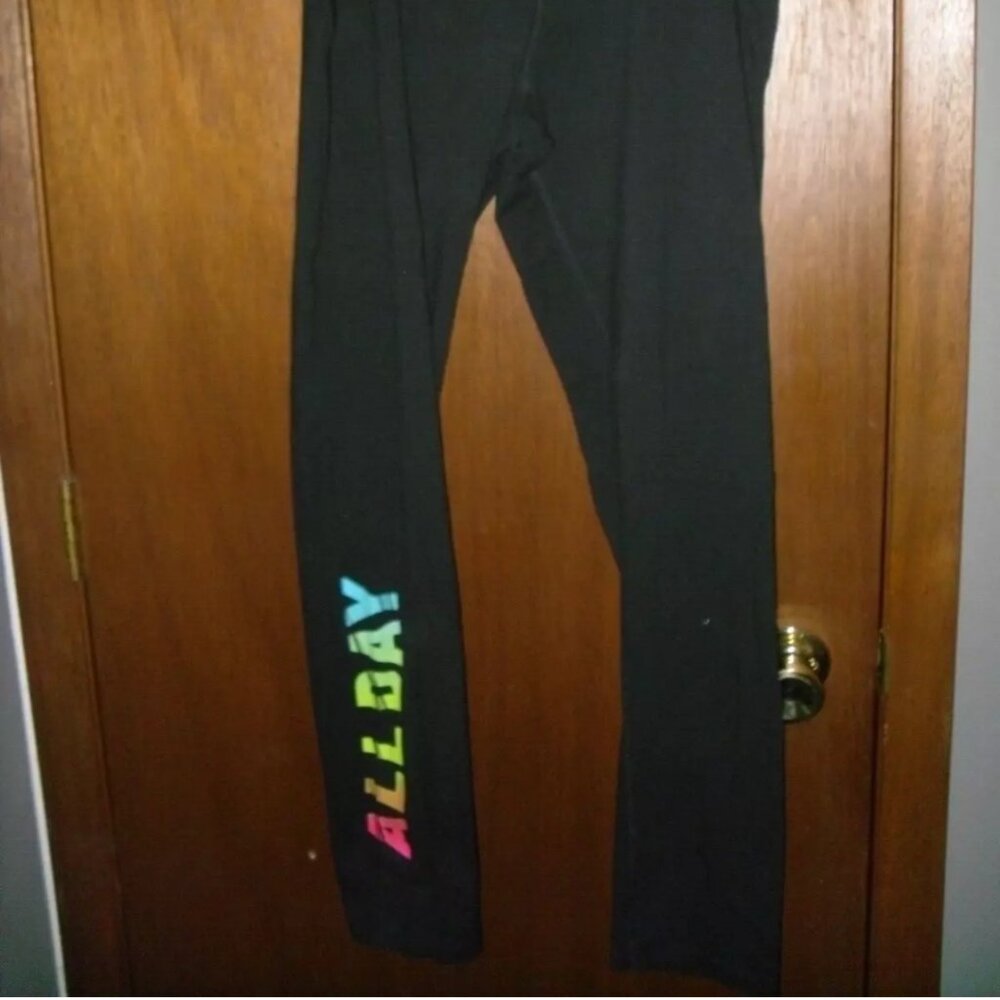 Danskin Now Dri-More Fitted Black Workout Pants Leggings XXL 20 All Day Rainbow